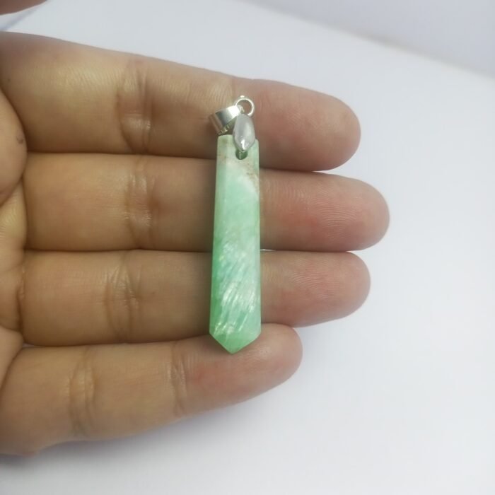 Natural Amazonite Pendant Steel Hook Green Gemstone 39.30ct Pakistan - Image 3