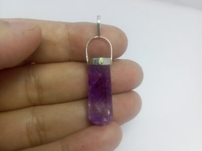 Natural Amethyst Sterling Silver Pendant Pakistan Origin Polished Purple Quartz 925 Jewelry