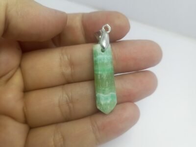 Natural Amazonite Steel Hook Pendant Pakistan Origin Polished Greenish Blue Gemstone Jewelry
