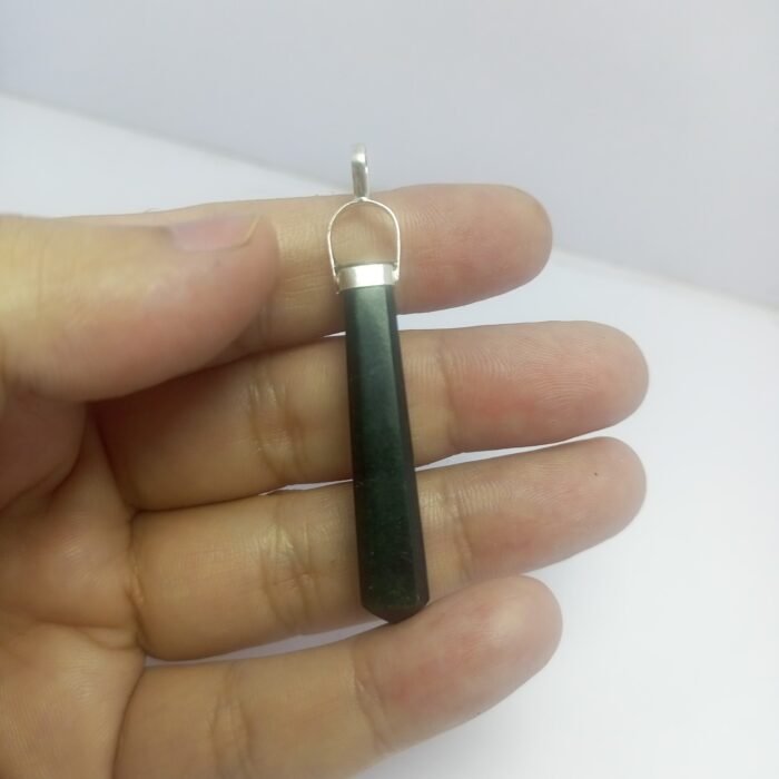 Natural Black Serpentine Pendant 925 Sterling Silver 39ct Pakistan - Image 2