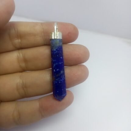 Natural Lapis Lazuli Silver Pendant Afghanistan Origin Polished Blue Pyrite 925 Jewelry