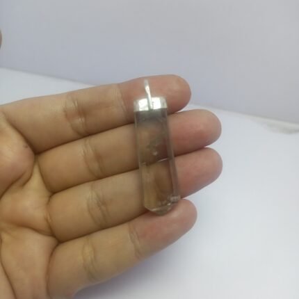 Natural Quartz Sterling Silver Pendant Pakistan Origin Polished Clear Rock Crystal 925 Jewelry