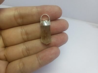 Natural Rutilated Quartz Silver Pendant Pakistan Origin Polished Brown Sagenite 925 Jewelry