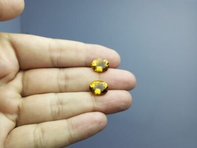 Pair of Natural Citrine Owl Carved Gemstones Brazil Origin