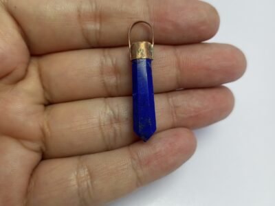 Natural Lapis Lazuli Copper Pendant Afghanistan Origin Deep Blue Lazurite Vintage Handmade Jewelry