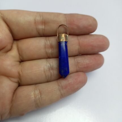 Natural Lapis Lazuli Copper Pendant Afghanistan Origin Deep Blue Lazurite Vintage Handmade Jewelry