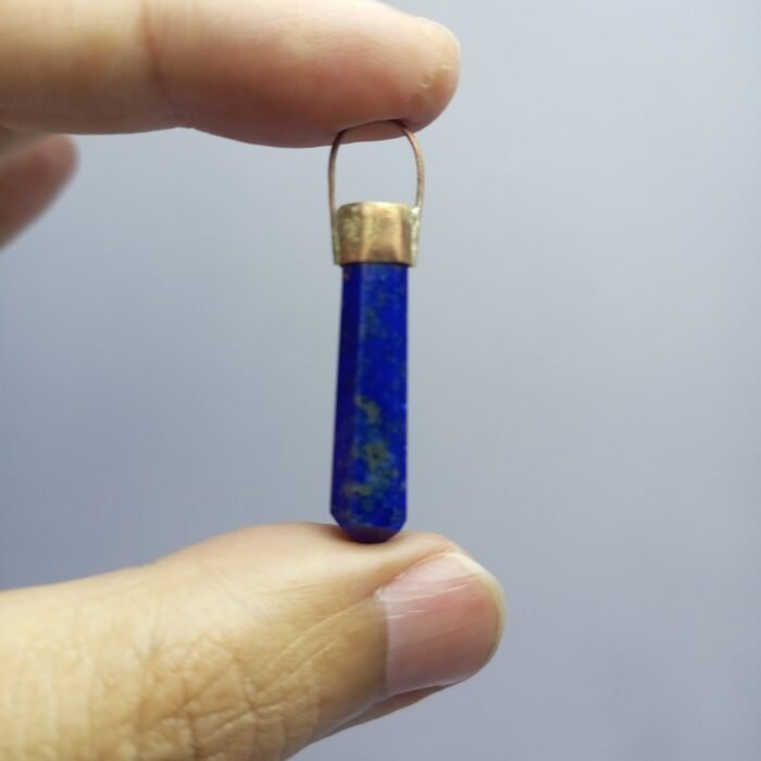 Natural Lapis Lazuli Crystal Pendant Handmade Copper Antique Style - Image 2