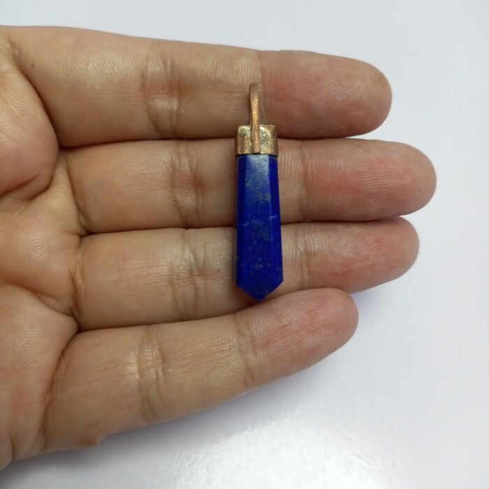 Natural Lapis Lazuli Crystal Pendant Handmade Copper Antique Style - Image 3