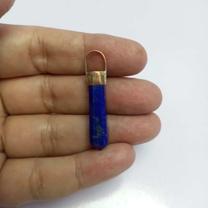 Natural Lapis Lazuli Crystal Pendant Handmade Copper Antique Style - Image 6
