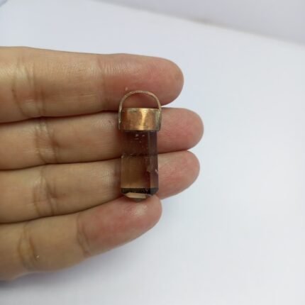 Natural Golden Rutile Quartz Copper Pendant Pakistan Origin Rutilated Quartz Antique Style Jewelry