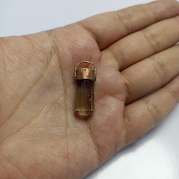 Natural Golden Rutile Quartz Pendant Handmade Copper Antique - Image 8