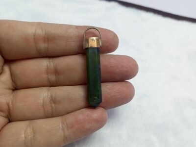 Natural Serpentine Pendant Handmade Copper Antique Style