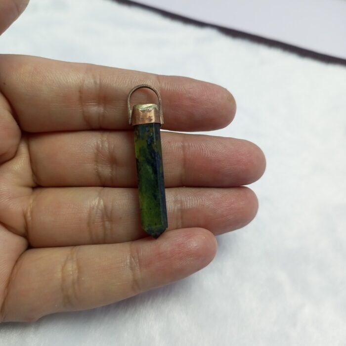 Natural Serpentine Pendant Handmade Copper Antique Style - Image 3