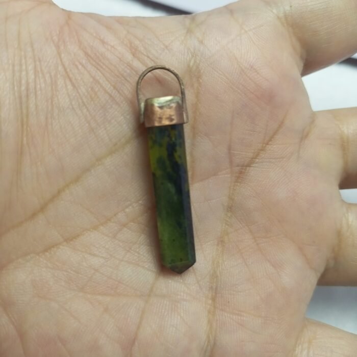 Natural Serpentine Pendant Handmade Copper Antique Style - Image 7