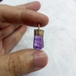 Natural Amethyst Crystal Pendant Handmade Copper Antique Style - Image 3