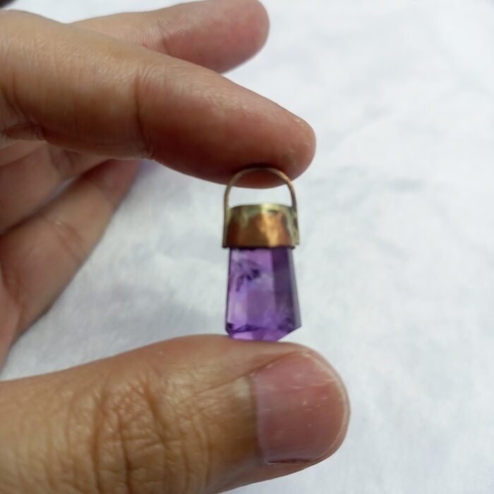 Natural Amethyst Crystal Pendant Handmade Copper Antique Style - Image 4