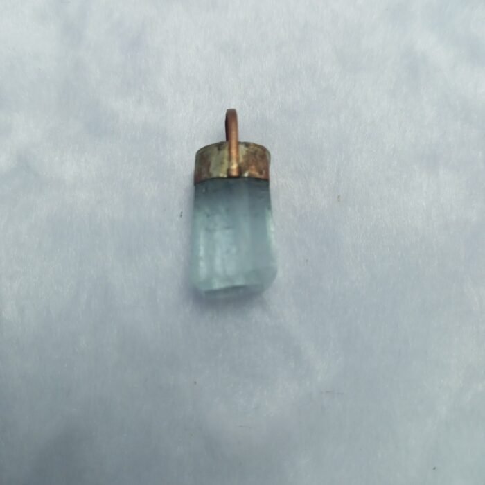 Natural Aquamarine Crystal Pendant Handmade Copper Antique Style - Image 2