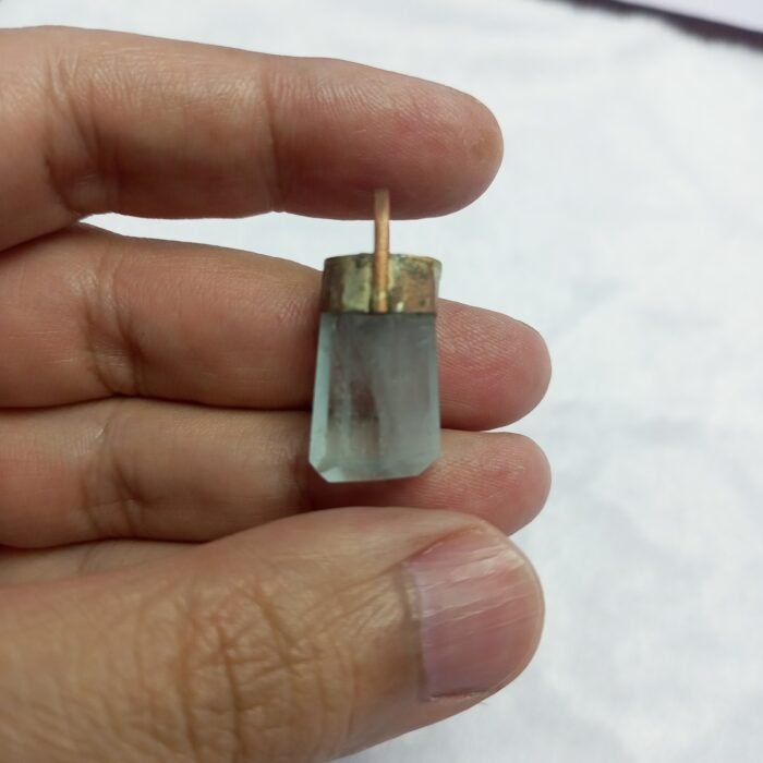 Natural Aquamarine Crystal Pendant Handmade Copper Antique Style - Image 3