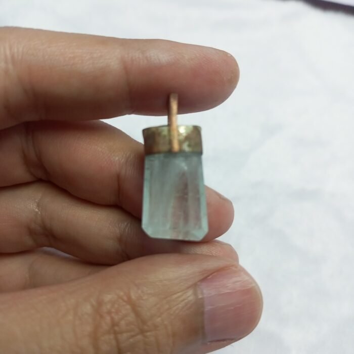 Natural Aquamarine Crystal Pendant Handmade Copper Antique Style - Image 4