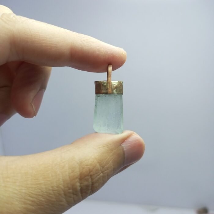 Natural Aquamarine Crystal Pendant Handmade Copper Antique Style - Image 5