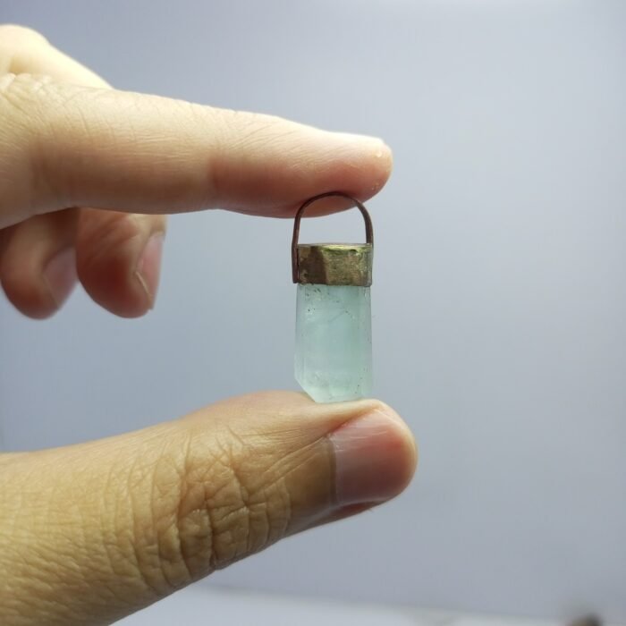 Natural Aquamarine Crystal Pendant Handmade Copper Antique Style - Image 6