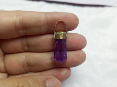 Natural Amethyst Copper Pendant Pakistan Origin Purple Amethyst Stone Vintage Necklace