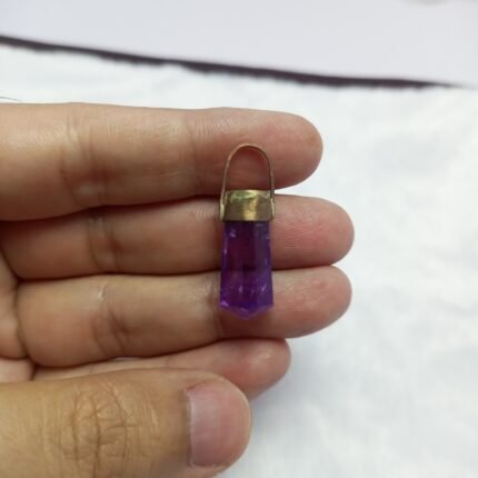 Natural Amethyst Copper Pendant Pakistan Origin Purple Amethyst Stone Vintage Necklace