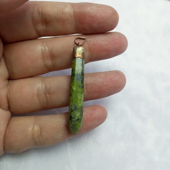 Polished Green Serpentine Pendant Antique Inspired - Image 4