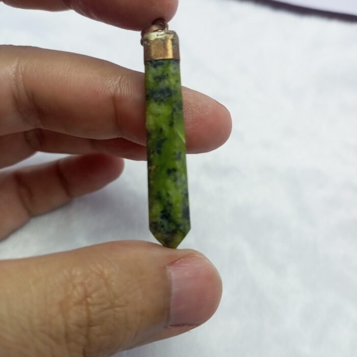 Polished Green Serpentine Pendant Antique Inspired - Image 6