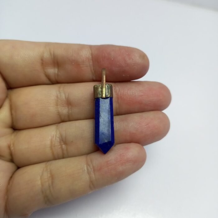Blue Lapis Statement Pendant Rustic Copper Setting - Image 3
