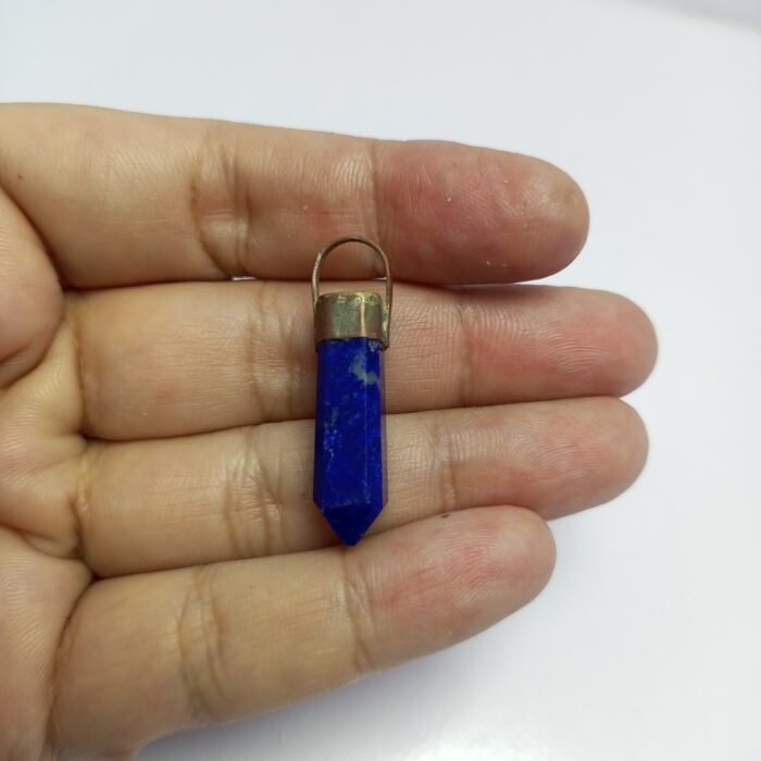 Blue Lapis Statement Pendant Rustic Copper Setting - Image 4
