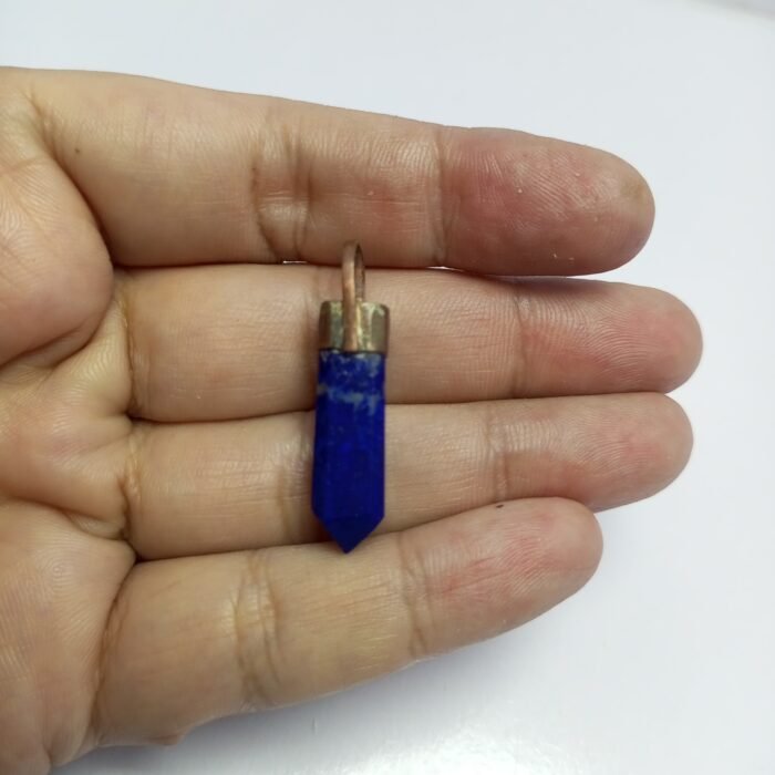 Blue Lapis Statement Pendant Rustic Copper Setting - Image 5