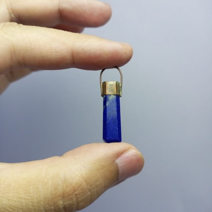 Blue Lapis Statement Pendant Rustic Copper Setting - Image 8