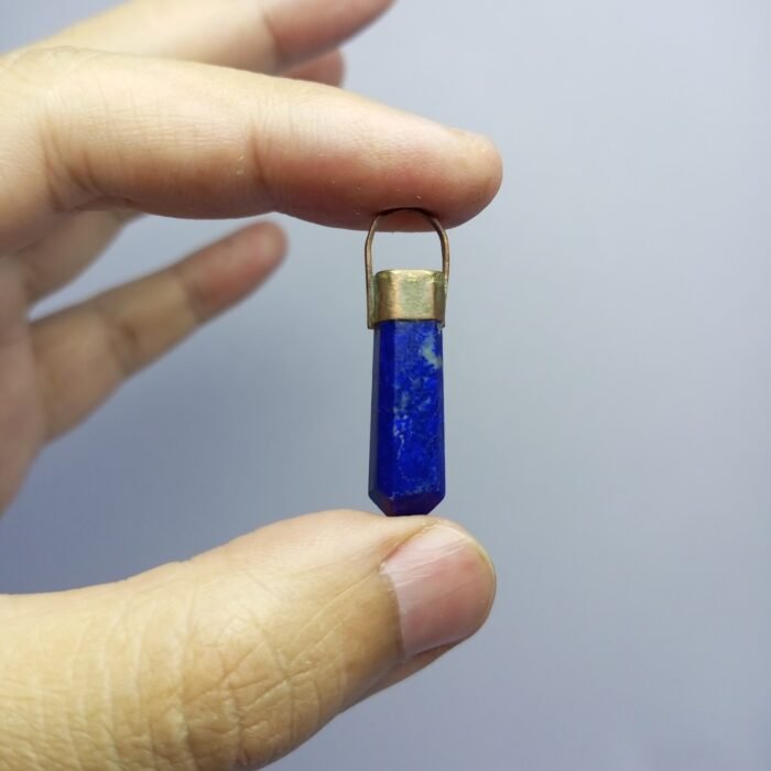 Blue Lapis Statement Pendant Rustic Copper Setting - Image 10