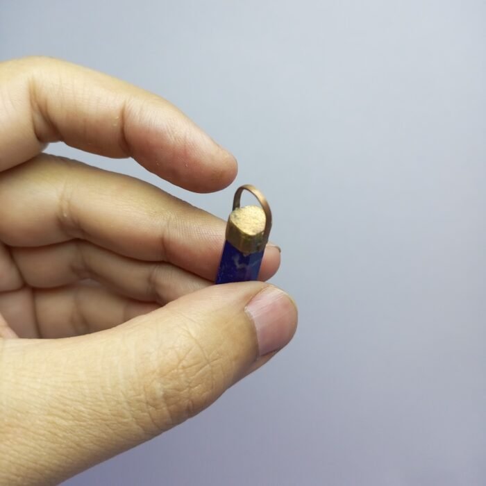 Blue Lapis Statement Pendant Rustic Copper Setting - Image 12