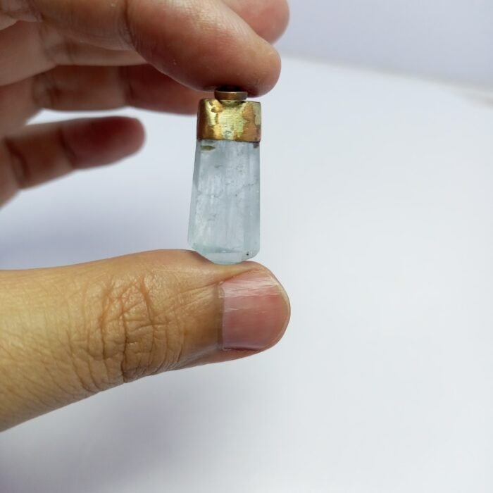 Natural Aquamarine Crystal Pendant Handmade Copper Antique Style - Image 5