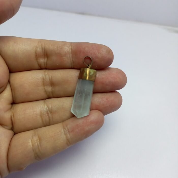 Natural Aquamarine Crystal Pendant Handmade Copper Antique Style - Image 8