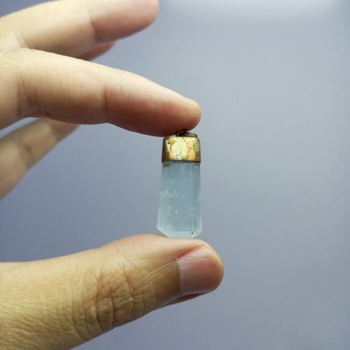 Natural Aquamarine Crystal Pendant Handmade Copper Antique Style - Image 10