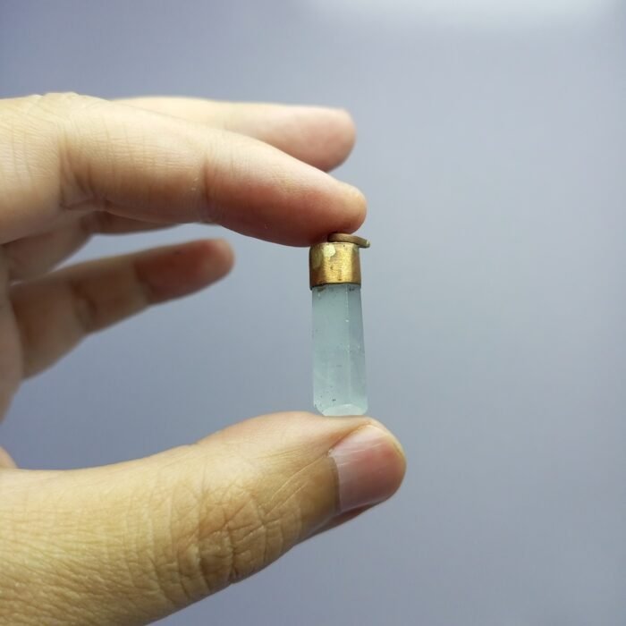 Natural Aquamarine Crystal Pendant Handmade Copper Antique Style - Image 11