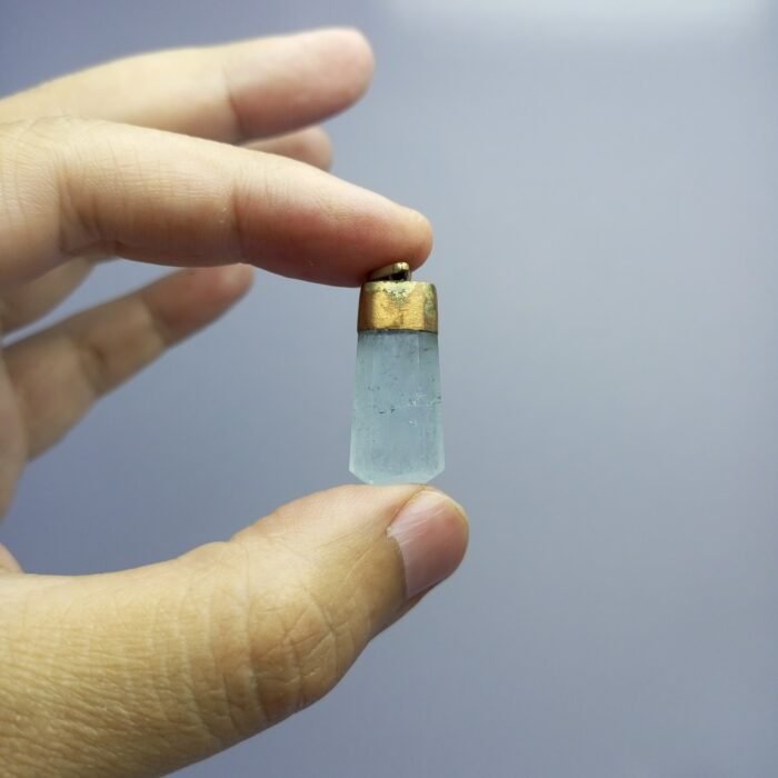 Natural Aquamarine Crystal Pendant Handmade Copper Antique Style - Image 12