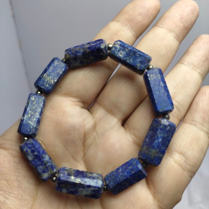 Natural Lapis Lazuli Bracelet 179ct Pyrite White Inclusion Afghanistan - Image 7