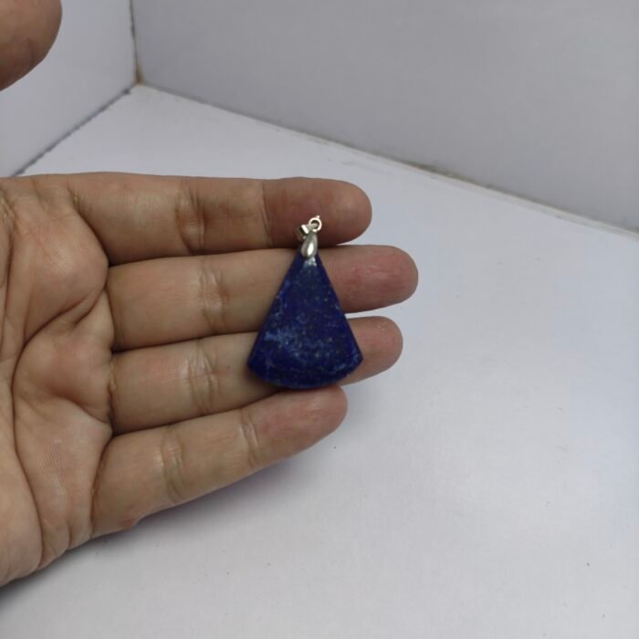 Natural Lapis Lazuli Fan Pendant 55ct Pyrite Afghanistan Stainless Hook - Image 2