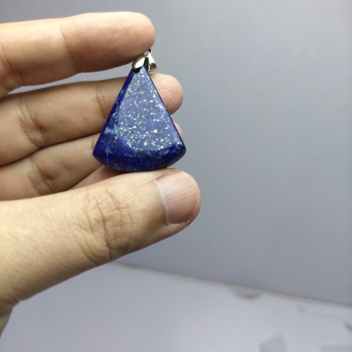 Natural Lapis Lazuli Fan Pendant 55ct Pyrite Afghanistan Stainless Hook - Image 6