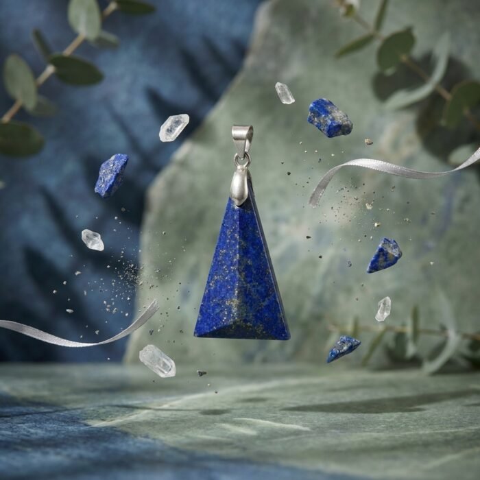 Natural Lapis Lazuli Triangle Pendant 20.70ct Pyrite Afghanistan Faceted - Image 4