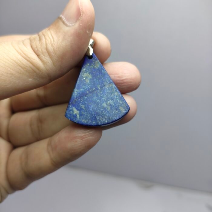 Natural Lapis Lazuli Fan Pendant 55ct Pyrite Afghanistan Stainless Hook - Image 4