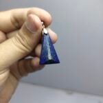 Natural Lapis Lazuli Triangle Pendant 20.70ct Pyrite Afghanistan Faceted - Image 11
