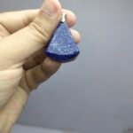 Natural Lapis Lazuli Fan Pendant 55ct Pyrite Afghanistan Stainless Hook - Image 8