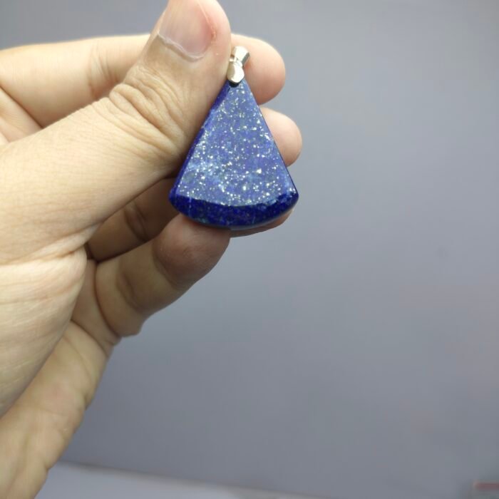 Natural Lapis Lazuli Fan Pendant 55ct Pyrite Afghanistan Stainless Hook - Image 8