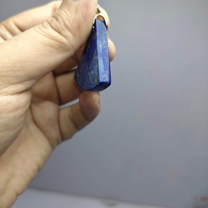 Natural Lapis Lazuli Fan Pendant 55ct Pyrite Afghanistan Stainless Hook - Image 9