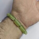 Natural Serpentine Bracelet 163ct Lemon Green Faceted Beads Unisex - Image 9